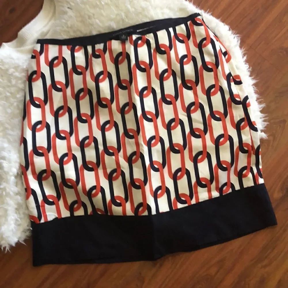 Banana Republic Red and blue chain print skirt 2